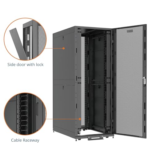 Image of Tecmojo 45U Server Rack Cabinet - PRE-Assembled 30inch Width 48inch Depth IT Network Equipment Cabinet Rack Enclosure with Casters - 3000lbs Weight Capacity,Black
