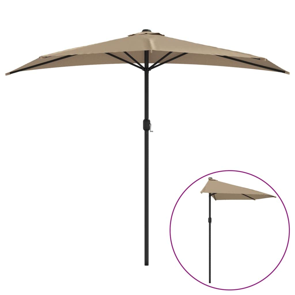 Parasol de Balcon avec mât en Aluminium Taupe 270x144 cm Demi,Maison & Jardin,Pelouses & Jardins,Vie en extérieur,Parasols & voiles d'ombrage,3.85 kg-44590