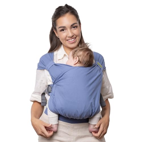 Image of Boba Pre-Wrapped Baby Wrap Carrier with Buckle, Easy Adjust Soft Infant Baby Carrier Hybrid for Boy or Girls, Baby Sling for Newborn up to 35 lbs (Vintage Navy Blue)