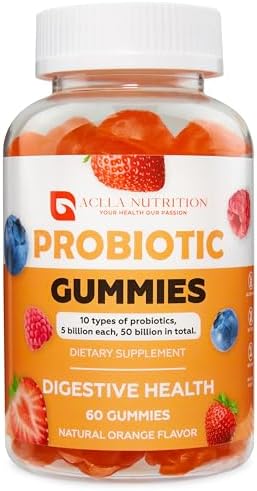 Aclla Wellness Probiotic Gummies – 50 Billion CFU, 10 Probiotic S...