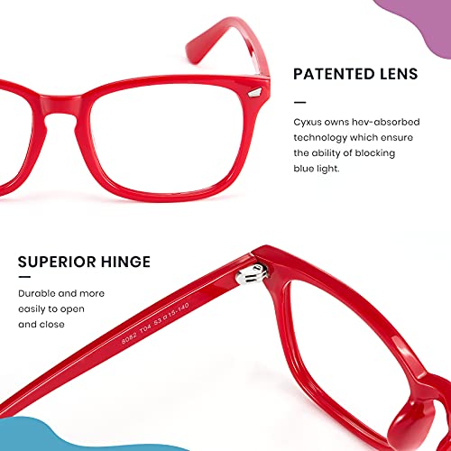 Image of Cyxus Blue Light Glasses Men Women Reduce Eye Strain UV400 Protection 8082 | Eye Protection,Classic Sqaure Frame,Ideal for Computer Screen Office Work Daily Wear