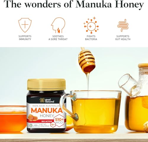 Good Natured Manuka Honey (MGO 510+) - High Grade Raw Manuka Honey Medical Grade, Non-GMO, Lab-Tested & AMHA Certified, BPA-free, 8.8 oz