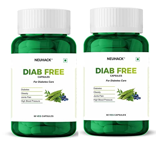 Image of Diab Free capsules with Neem karela jamun - Ayurvedic supplement medicine (Pack of 2)(60 caps each)