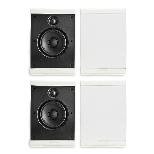 Polk Audio OWM3 Wall and Bookshelf Speakers | 4 White Speakers | High-Performance Versatile Loudpeakers | Paintable Grilles | 2 Pairs, White | Bolster Your Multi-Zone Home Sound System