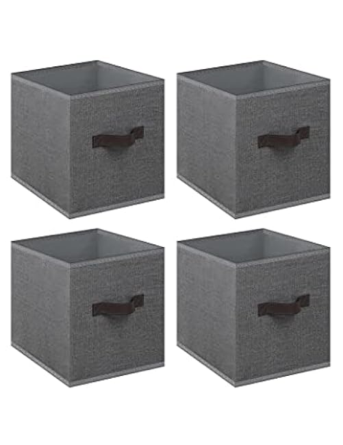 Storage Cubes Organizer Bins - 13inch Foldable Storage Bins, Leather Dual Handles Storage Box, Closet Organizer Shelf Baskets, Nursery Bins for Home&Office 4-Pack (Grey)
