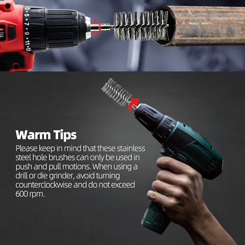 Image of 5Pcs 7 /16 inch Stainless Steel Wire Bore Brush for Power Drill Cleaning