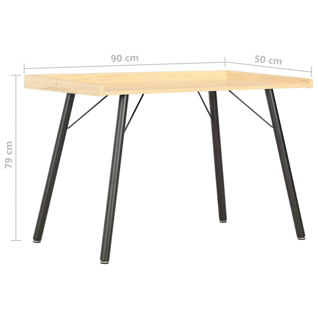 Scrivania effetto rovere, 90 x 50 x 79 cm, compatta per computer con gambe in metallo, moderna scrivania da lavoro per casa, ufficio, studio, colore: nero