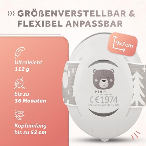 Schallwerk ® Mini+ (Bear Dusty) - Ohrenschützer für Kleinkinder - Hochwertige Lärmschutz Kopfhörer Kinder - Gehörschutz Kinder, Gehörschutz Baby, Ohrenschützer Baby Kopfhörer Lärmschutz