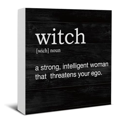Halloween Decorations, Witch Definition Wooden Sign Decor Desk Sign...