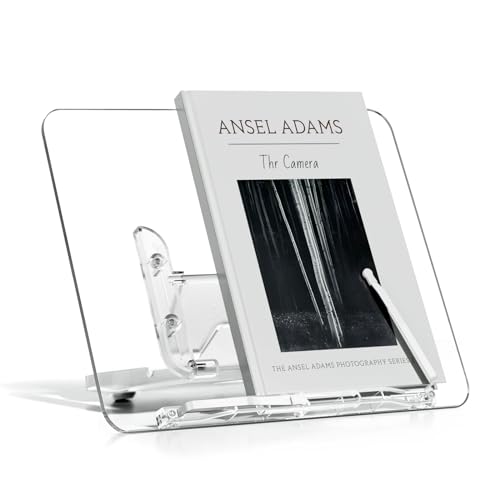 Acrylic Book Stand for Reading, UPERGO Portable Book Holder for Desk, Angle Adjustable Textbook Stand for Document Recipe, Co