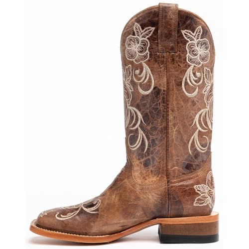 STALOV Cowboy Boots for Women Embroidered Mid Calf Chunky Pull-On Fashion Cowgirl Boot4