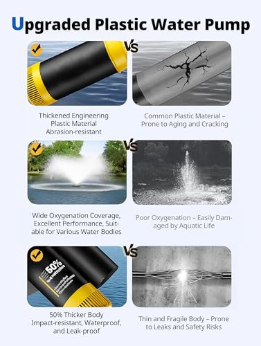 YANASO Pond Fountain Aerator Pump with Timer, 50ft Power Cord, 2 Spray Patterns, Energy-Efficient Water Circulation for Ponds & Lakes, Easy Installation - Thumbnail 7