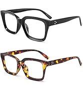 Areyeth Retro Oversized Blue Light Blocking Reading Glasses for Women Oprah Style Large Thick Fra...