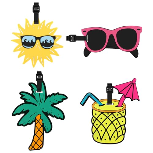 TamBee Luggage Tags for Suitcases Luggage Tags Labels Travel Suitcase Secure Baggage Labels with Name ID Card(4 Pack)