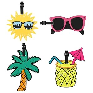 TamBee Luggage Tags for Suitcases Luggage Tags Labels Travel Suitcase Secure Baggage Labels with Buckles and Name ID Card, Unique Beach Series(4 Pack)
