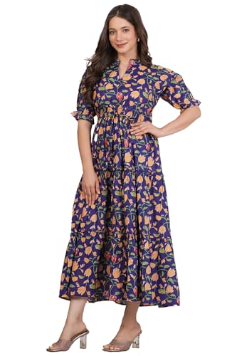 Image of Kuruti B Sheets Women's Cotton Floral Printed Regular Fit Anarkali Kurta for Women