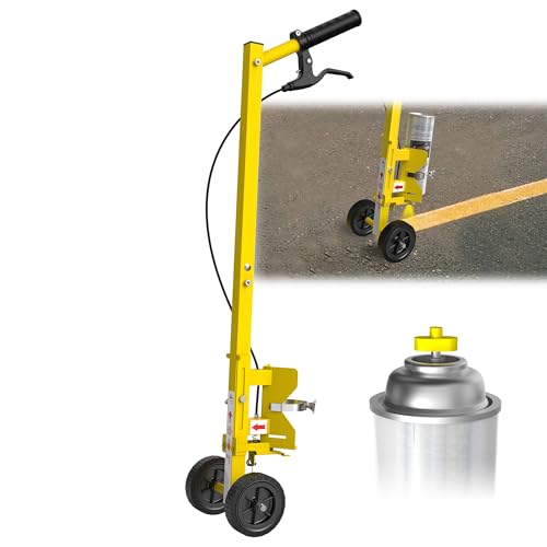 YOOLLE-TOOLS Striping Line Painting Wand, Industrial Two-Wheel Striping Spray Paint Wand for Line Paint Stripe Ground, Compatible with Inverted Striping Paint, Yellow(T-Tip Nozzle)(34')