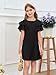 Haloumoning Girls Ruffle Sleeve Dresses Kids Summer Crewneck A Line Casual Dress 5-14 Years Black