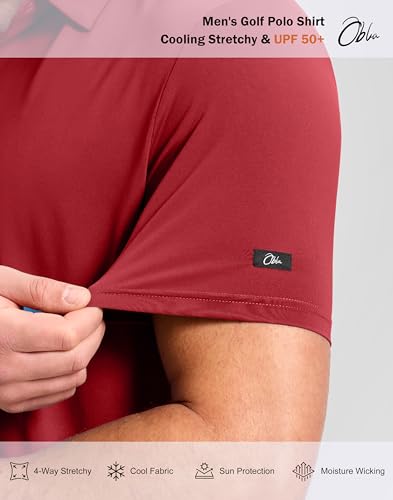 Image of Obla Mens Golf Shirt Short Sleeve Dry Fit Moisture Wicking Performance Athletic Casual Work Collared Polo Shirts for Men
