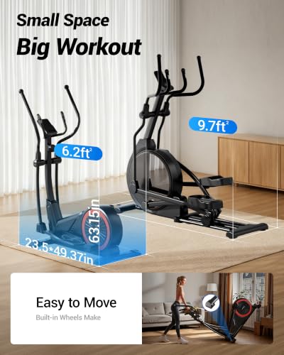 Image of Elliptical Exercise Machine with 15.5''-17'' Stride & Heart Rate Grips,Ultra Silent Magnetic Elliptical Machine for Home with 16 Levels Resistance and LCD Monitor,400 LBS Weight Capacity