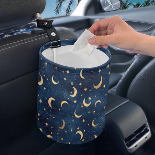 Image of Galaxy Moon Car Trash Bin Mini Auto Garbage Auto Storage Bag Waterproof Multipurpose Vehicle Accessories Car Organizer