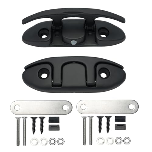 Image of Thorn Boat Folding Cleat,Flip Up Marine Stainless Steel 4-1 /2 inch Black Dock Cleat W /Fasteners (Black ，4-1 /2 inch， 2pcs)