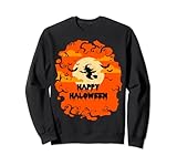 Happy Halloween 2021 Tee, Witch Riding Brooms On Orange Sky Sweatshirt