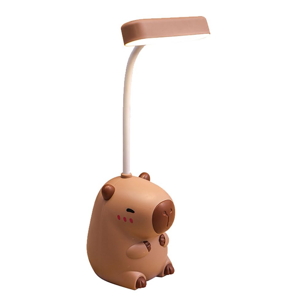 KBIBCK Lámpara de escritorio para niños, Lampara Escritorio LED, Capybara Luz Nocturna con Sacapuntas, lámpara de noche USB con sensor táctil y brazo flexible, lámpara para Trabajo, Leer, Estudiar, Ni