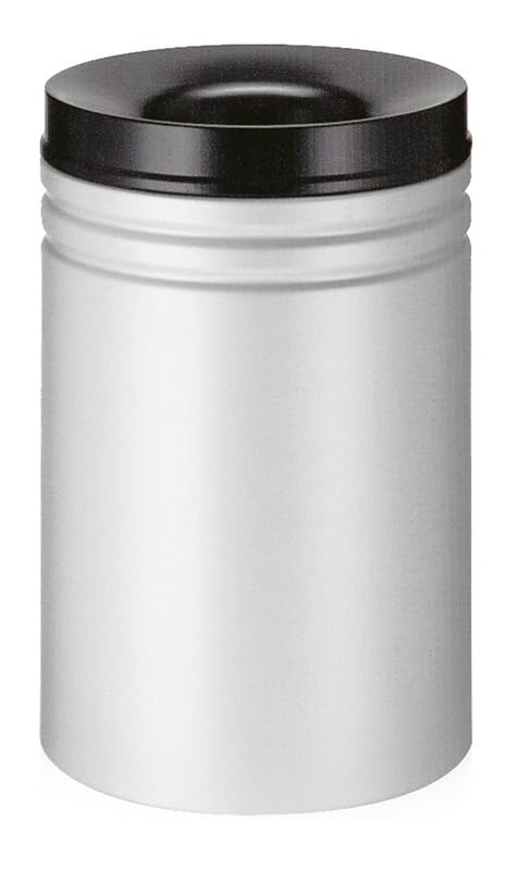 PROREGAL Selbstlöschender Papierkorb & Abfallsammler aus Metall mit doppelter Rauchgasumlenkung | 80 Liter, HxØ 64x39,5cm | Grau, Kopfteil Schwarz