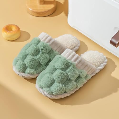 Checkered Fuzzy Slippers Women Men Plush Warm Fuzzy House Slippers Fluffy Bedroom Shoes, Slip On Soft Lightweight Cozy Slipper Trendy Fall Winter House Shoes Indoor Outdoor2