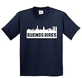 Buenos Aires Argentina Skyline Silhouette Kids T-Shirt, XL Navy