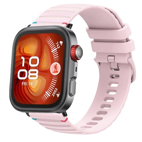Lamshaw Compatible with Huawei Watch Fit 4 Pro Bands, New Silicone Woven Line Adjustable Replacement Strap Compatible with Huawei Watch Fit 4 Pro, Fit 4, Fit 3 (Pink)