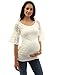 PattyBoutik Mama Lace Raglan Bell Sleeve Maternity Blouse (Ivory S)