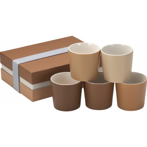 Set de 5 vasos libres porcelana 300 ml marrón degradado