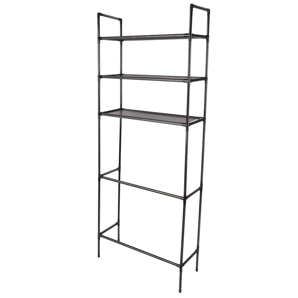 HUOLE Étagère pour Machine à Laver à 3 Niveaux, Étagère Métallique Économie d'espace pour Toilettes et buanderie, Multifonction, Solide et réglable, 72 x 25 x 155 cm - Noir
