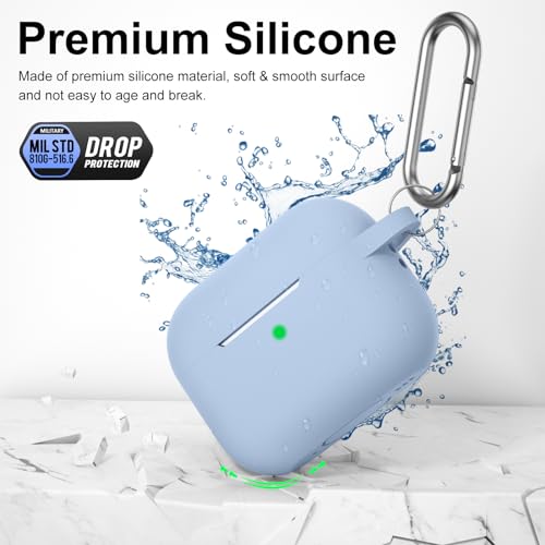Image of for AirPods Pro 2nd 1st Generation Case Cover with Keychain, Protective Soft Silicone Skin Accessories for Apple AirPods Pro Charging Case 2022 /2019, Front LED Visible, Light Blue