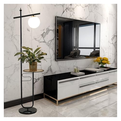 Lámpara de pie ajustable con bandeja de madera para iluminación de dormitorio 4