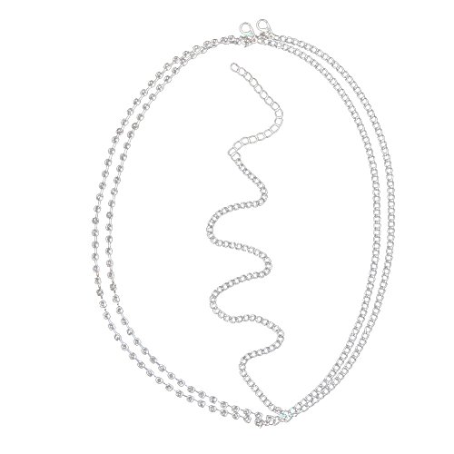dontdo Serre-tête bohème pour femme - Chaîne de tête - Bijou de front - Strass - Bandeau argenté Cover