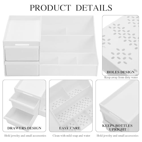 Image of Shuttle Art Plastic Modern Desk Organizer with Pencil Holders, Sticky Note, Paperclip Storage I Multi-Functional Office Table Accessories Desk Organization for School, Home, Office Supplies (Pink)