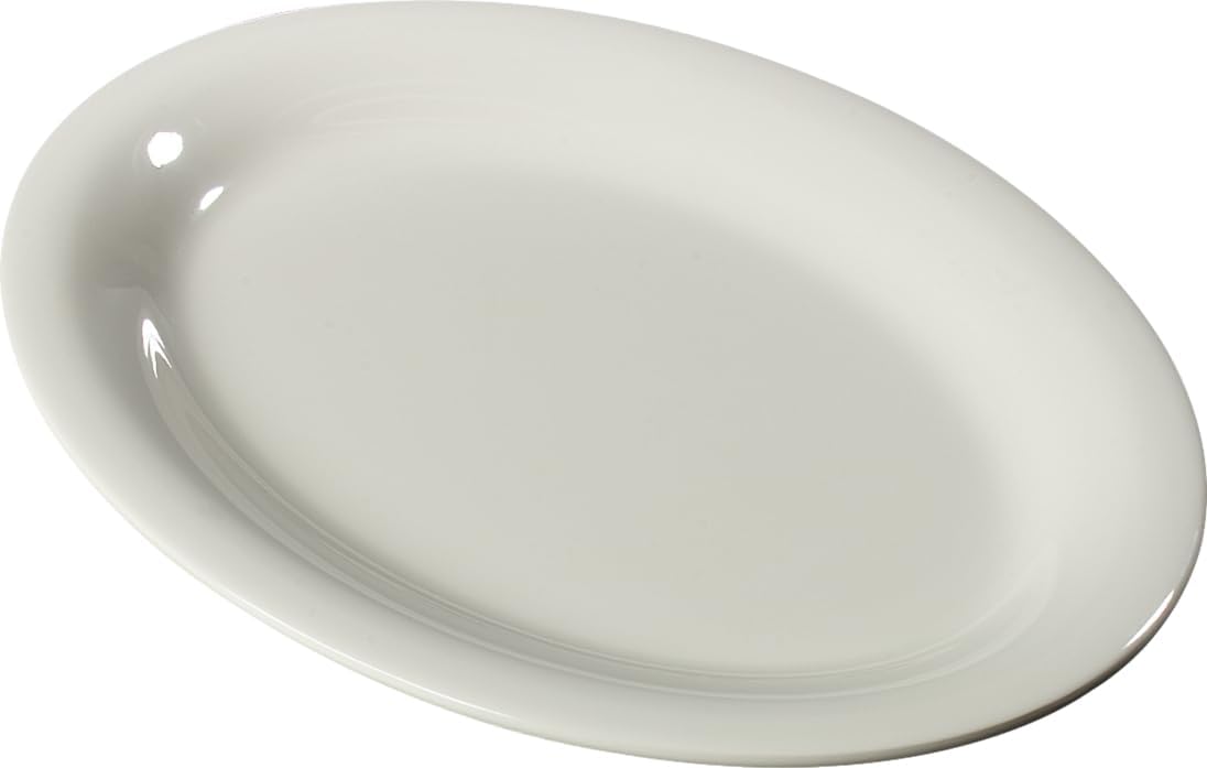 Carlisle FoodService Products Sierrus Rusable Plastic Oval Serving Platter with Rim for Restaurants and Home, Melamine, 12 x 9 Inches, Red, (Pack of 12)
