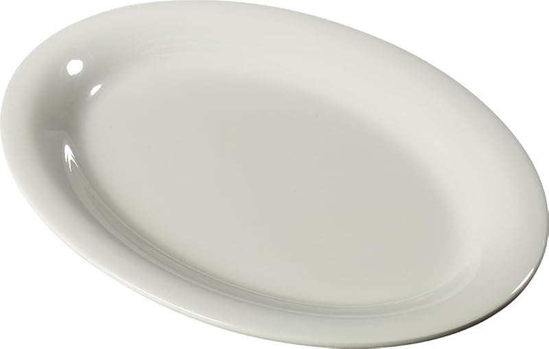 Sierrus Oval Platter, Heavy Duty Melamine Tray for Serving, 12" x 9", 1 Count, Bone