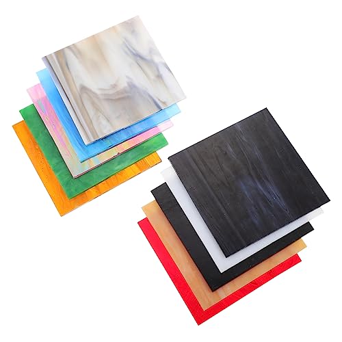 DOITOOL 10pcs Cathedral Glass Sheets Mosaic Tiles for Crafts Wall Panels Backsplash Tile Window Decoration