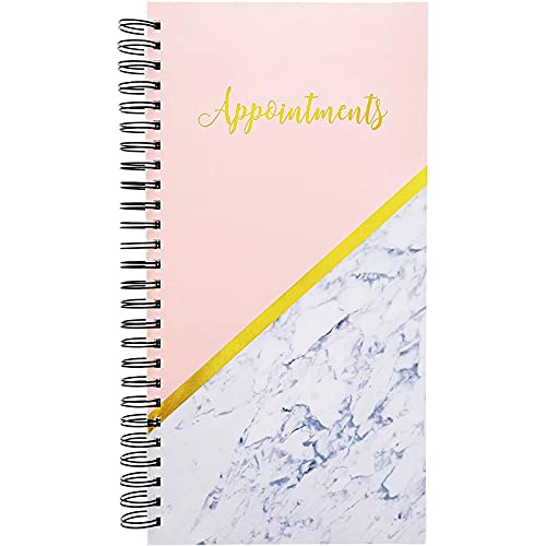 Pink Marble Salon Appointment Book, Undated Daily Planner (7 x 13.5 in, 200 Pages)