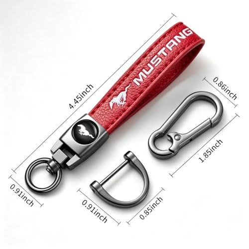 Image of Leather car Keychain 02 Set for Men and Women Family Present Keychain Key Ring Lanyard (red)