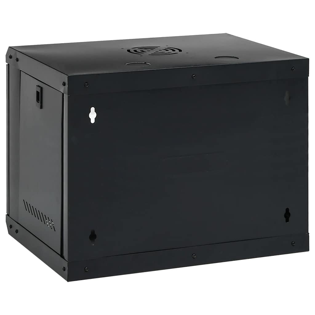 9HE - Armadietto di rete da 19", 53 x 40 x 45 cm, montaggio a parete, alloggiamento in acciaio nero, per accessori server