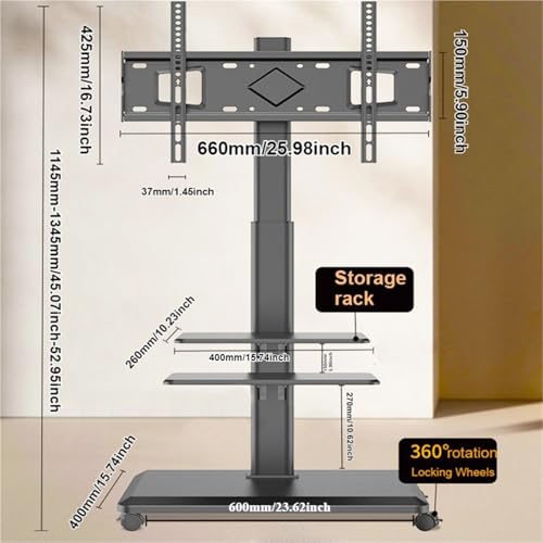 Soporte móvil para TV de 32-65 pulgadas ajustable en altura miniatura 2