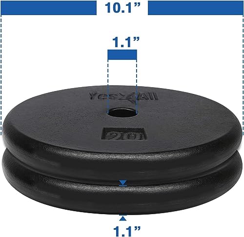 Image of Yes4All 1 Inch Grip Cast Iron Weight Plates for Dumbbells - Standard Weight Plates - 20lb