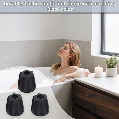 Kit de remodelación y reconstrucción para grifería de bañera y ducha de 3 mangos 39619 para grifos Price Pfister Verve, mangos tipo perilla 12H-2H, 12H-2C, 12H-18D (acabado negro) miniatura 4