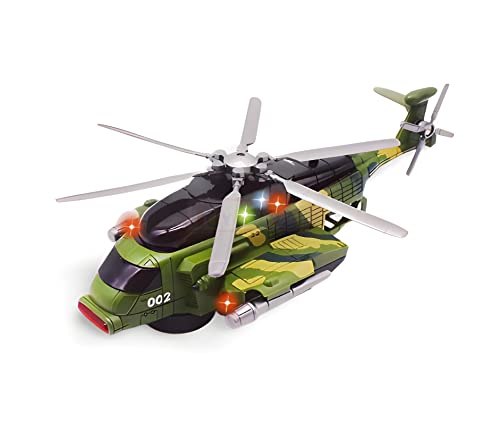 Image of MD Traders Bump N GO 360 Rotating Wheel 002 AMDTd Aircraft Musical and Light Toy Helicopter for Kids (Army)