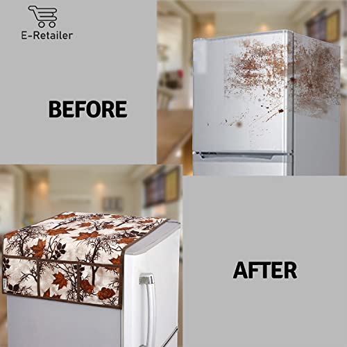 Image of Exclusive Combo Set of Appliances Cover (1 Pc. of Fridge Top Cover, 2 Pc. of Refrigerator Handle Cover and 3 Pc. Of Refrigerator Mat /Fridge Shelf Mat) (Color- Brown, Design-Floral, Set Contains- 6 Pcs. )